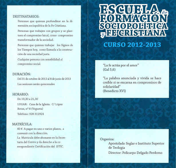 Escuela de Formación Sociopolítica y Fe Cristiana, en “Contigo quiero caminar”